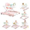 5-in-1 Baby Walker, Folding Baby Activity Center on Wheels, Height Adjustable Rocker Bouncer Walker with Comfortable High-Back Seat