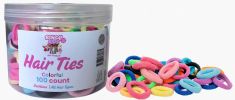 Bonsai Kids Colorful Hair Ties, Elastic No-Crease Ponytail Holders for Girls and Teens, Multi-Color, 100 Count