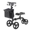 Folding Knee Scooter, Carbon Steel Steerable Knee Walker with Height-Adjustable Handlebar & Knee Pad, All-Terrain Solid Wheels, Dual Brakes