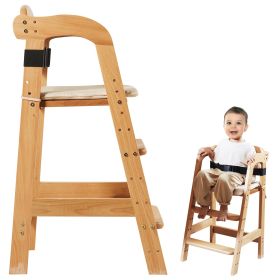Wooden High Chair for Babies & Toddlers, Convertible Adjustable Feeding Chair, Eat & Grow High Chair with Seat Cushion