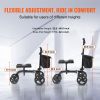 Folding Knee Scooter, Carbon Steel Steerable Knee Walker with Height-Adjustable Handlebar & Knee Pad, All-Terrain Solid Wheels, Dual Brakes