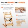 Wooden High Chair for Babies & Toddlers, Convertible Adjustable Feeding Chair, Eat & Grow High Chair with Tray