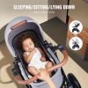 Travel System Stroller with Infant Bassinet, 2-in-1 Baby Cradle Stroller Combo, Reversible Seat, Easy One-button Folding