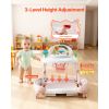 5-in-1 Baby Walker, Folding Baby Activity Center on Wheels, Height Adjustable Rocker Bouncer Walker with Comfortable High-Back Seat