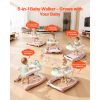 5-in-1 Baby Walker, Folding Baby Activity Center on Wheels, Height Adjustable Rocker Bouncer Walker with Comfortable High-Back Seat