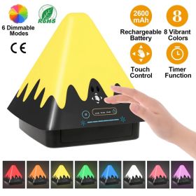 Touch Control Night Light 8-Color Change 6 Level Dimmable Light Brightness Table Lamp Portable Timer Lamp (Option: BlackWhite)