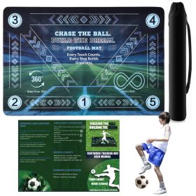 Football Training Mat For Kids & Teens - 24x36 Inch Soccer Agility Footwork Trainer With Step Over, 360 Turn & Dribbling Paths - Indoor Skills Eq (Option: blue)