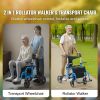 2 in 1 Rollator Walker & Transport Chair for Seniors, Folding Rolling Walker Wheelchair Combo & Footrests
