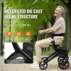 Folding Rollator Walker for Seniors and Adults, Lightweight Aluminum Rolling Walker with Seat and Adjustable Handle