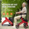 Folding Rollator Walker for Seniors and Adults, Lightweight Aluminum Rolling Walker with Seat and Adjustable Handle