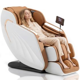3D  Full Body Massage Chair Zero Gravity Foot Rollers Back Heating LCD Touch Screen SL Track (Color: White)